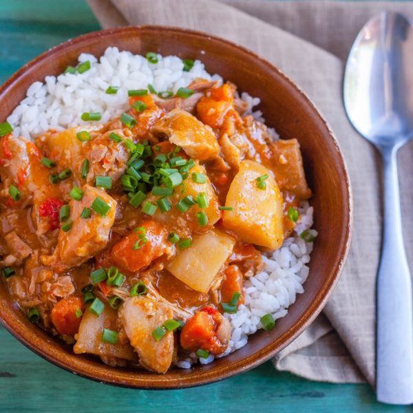 mit Curry und Gemüse